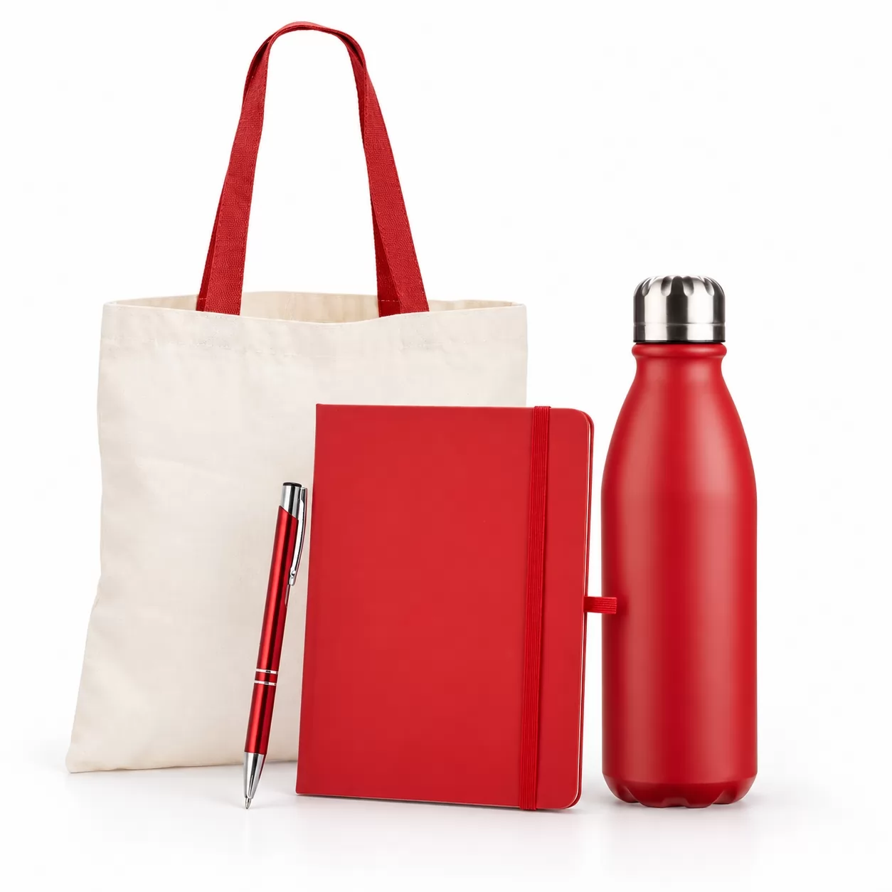 Kit corporativo com sacola, caderneta, garrafa e caneta